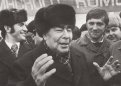 Встреча Брежнева с бамовцами в Сковородине. Владимир Мучицын слева. 1978 год.