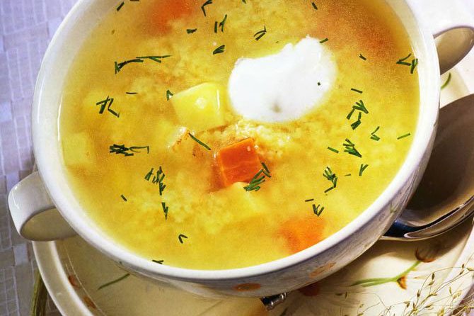 Грибной суп с манной крупой