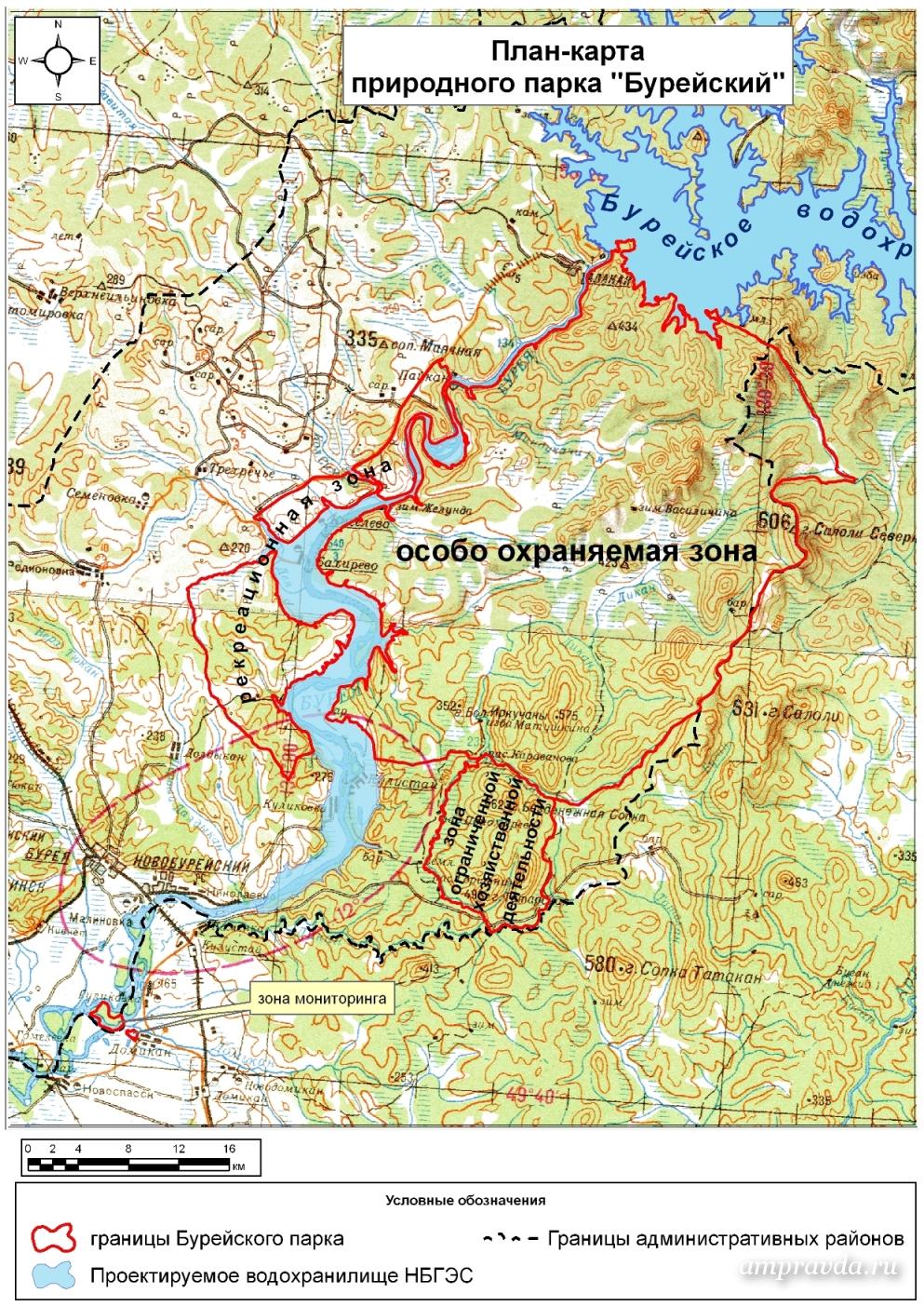 Карта Нижне Бурейского водохранилища Амурской области