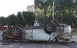 Водитель иномарки протаранил столб в Благовещенске