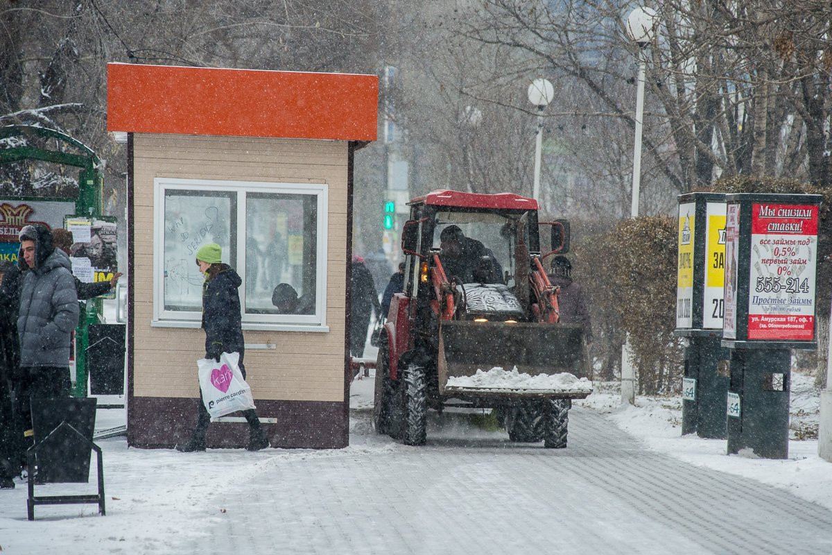 Улицы Благовещенска присыпало долгожданным снегом: фоторепортаж АП