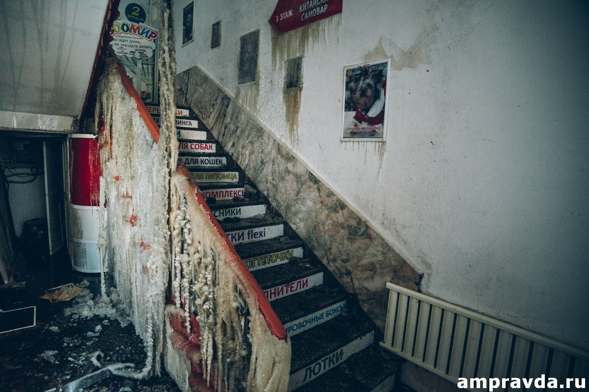 «Первым делом вынесли животных»: в торговом центре Благовещенска убирают следы пожара