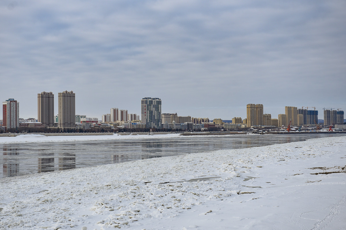10 фото ледостава на Амуре в Благовещенске
