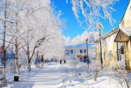 Зимнее утро в поселке Новобурейский