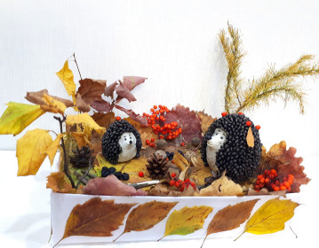 Ёжики в осеннем лесу