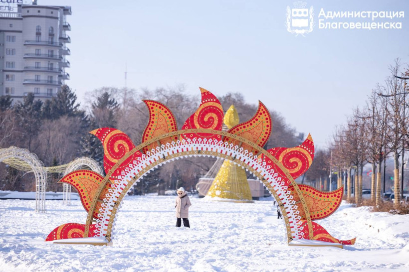 снежная горка, ледовая горка, новый год 2026